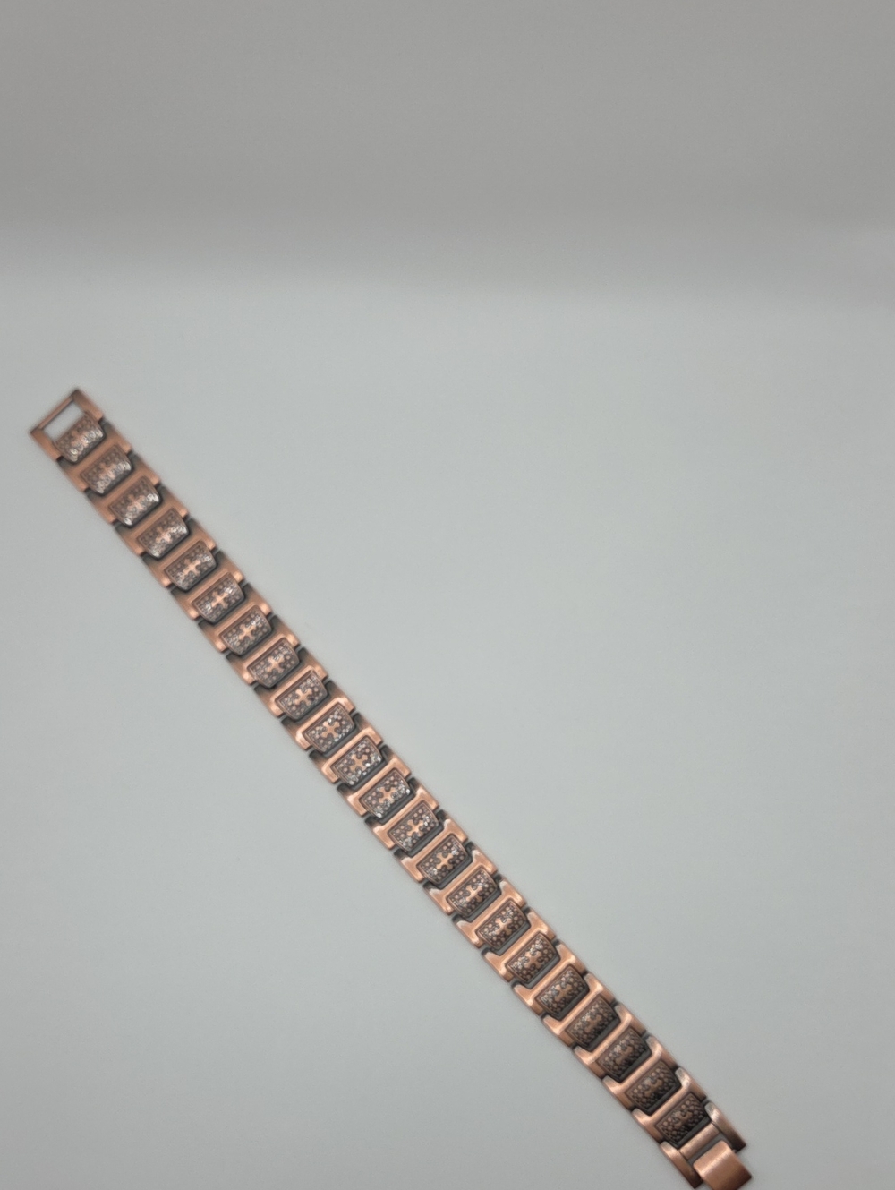 Men's Rose Gold Linked Bracelet with Textured Accents